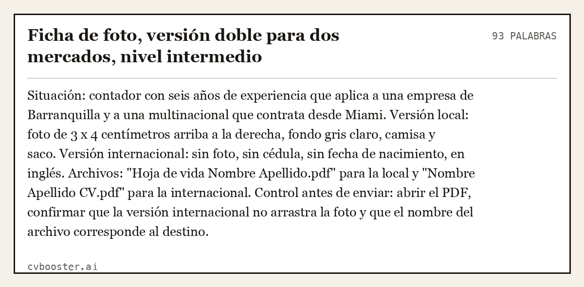 Ejemplo completo: Ficha de foto, versión doble para dos mercados, nivel intermedio, 93 palabras