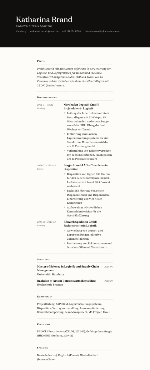 Lebenslauf Vorlage Broadsheet