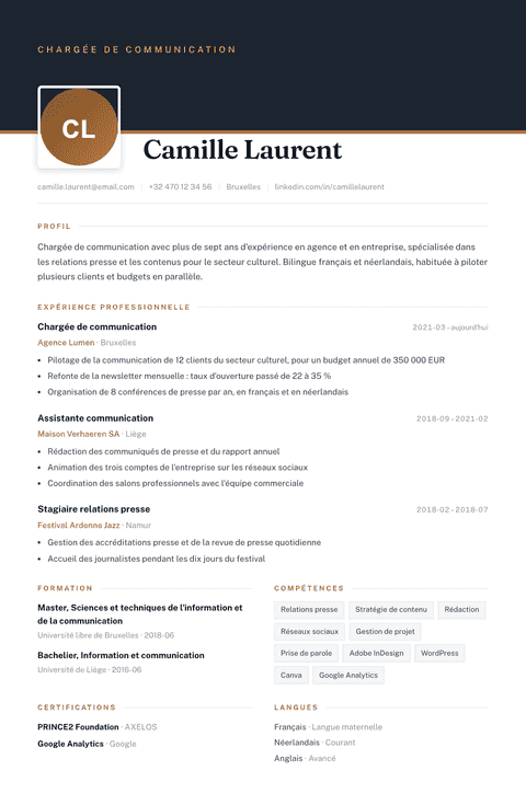 Modèle de CV Atrium