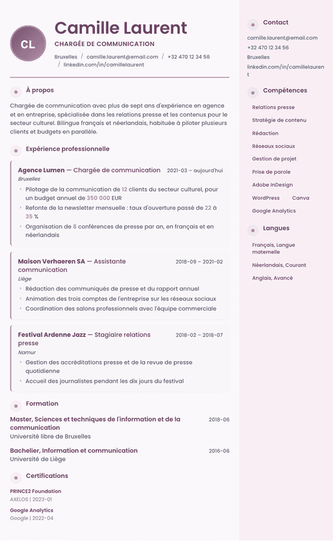 Modèle de CV Bloom
