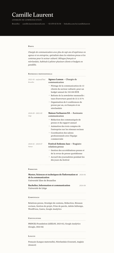 Modèle de CV Broadsheet