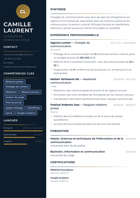 Modèle de CV Catalyst