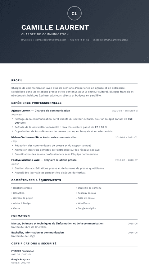 Modèle de CV Foundation