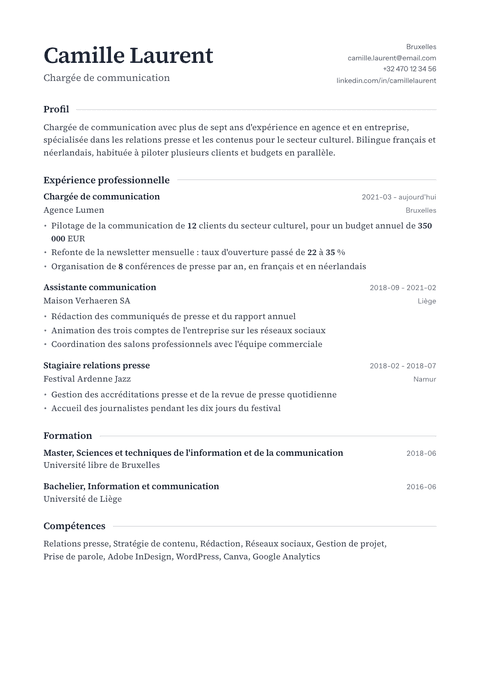 Modèle de CV Editorial Classic