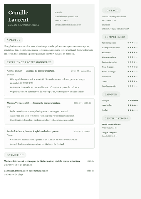 Modèle de CV Mayfair