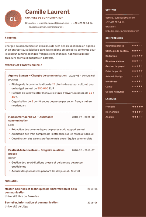 Modèle de CV Mosaic