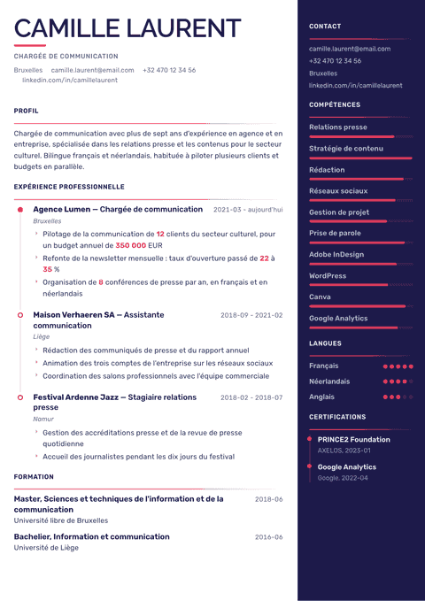 Modèle de CV Obsidian Dark