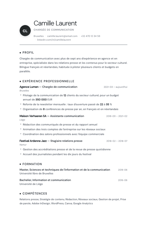 Modèle de CV Pinnacle
