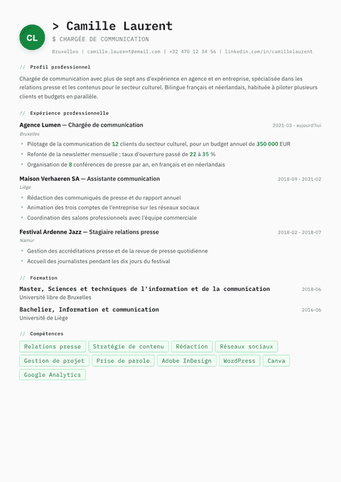 Modèle de CV Amsterdam