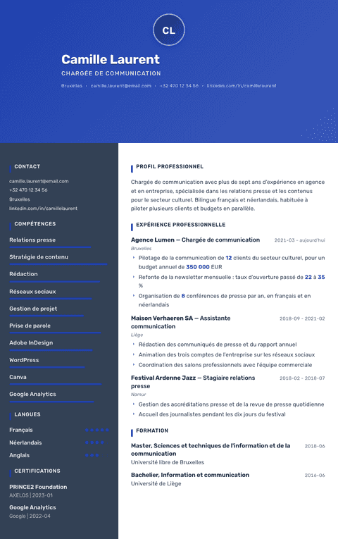 Modèle de CV Barcelona