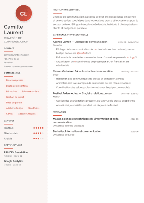 Modèle de CV Milano