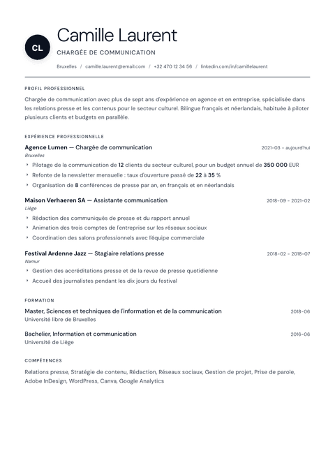 Modèle de CV Stockholm