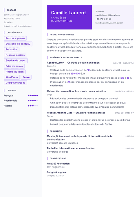Modèle de CV Tokyo