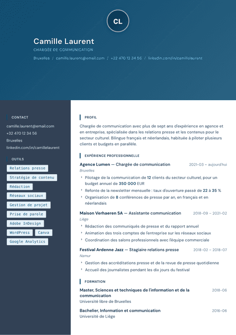Modèle de CV Prism