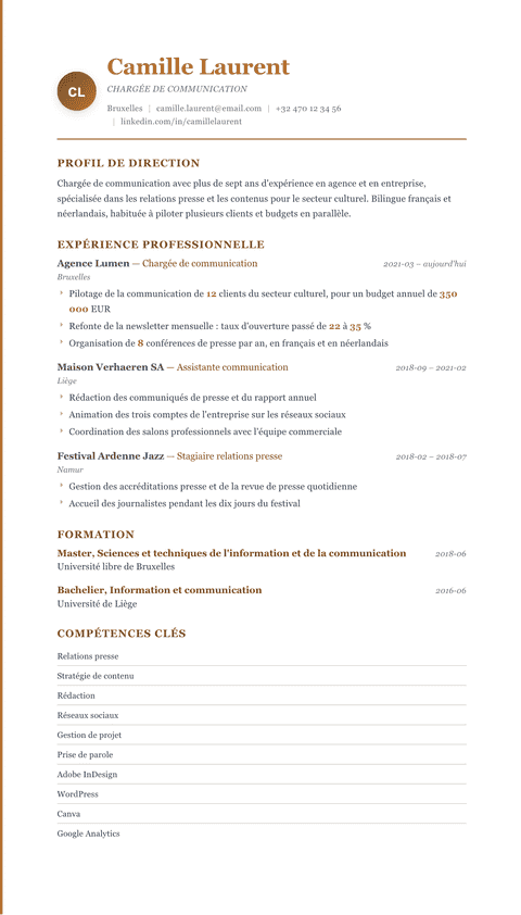 Modèle de CV Regency