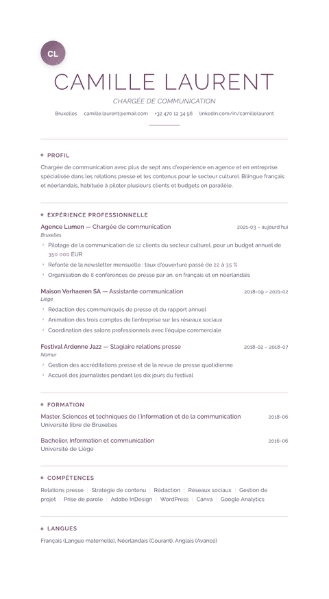 Modèle de CV Serenity