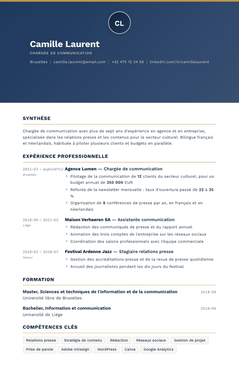 Modèle de CV Sovereign