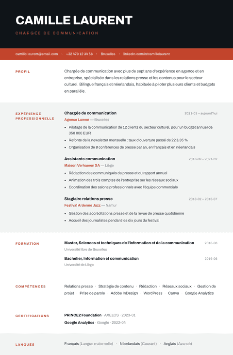 Modèle de CV Strata