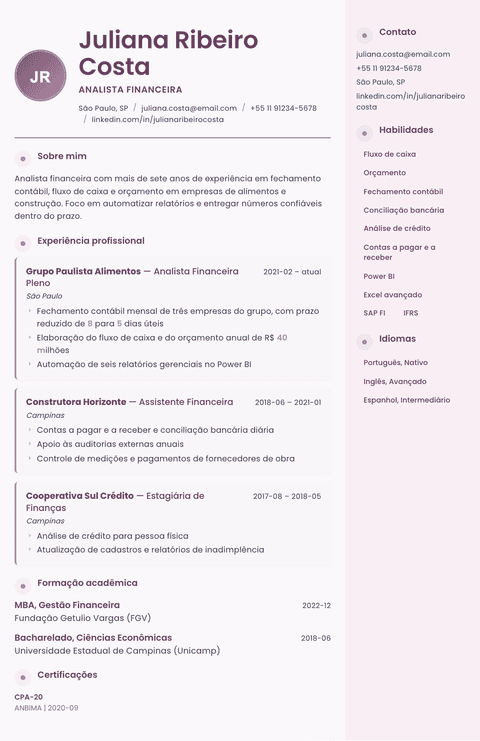 Modelo de currículo Bloom