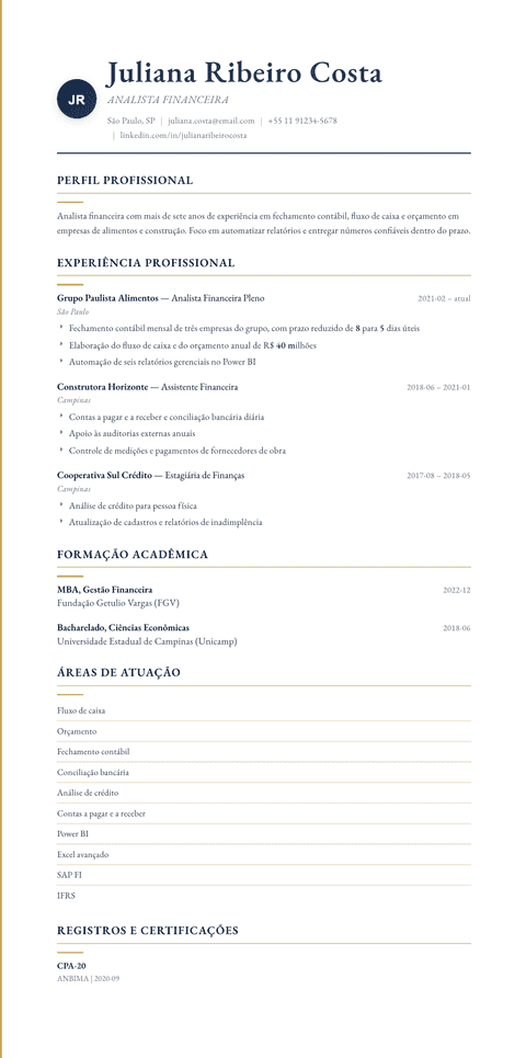 Modelo de currículo Folio