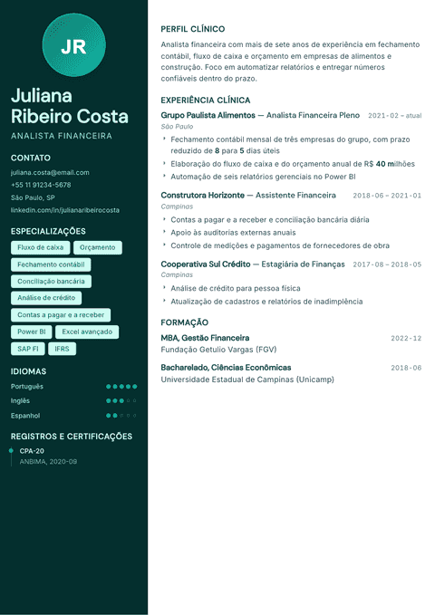 Modelo de currículo Vitalis